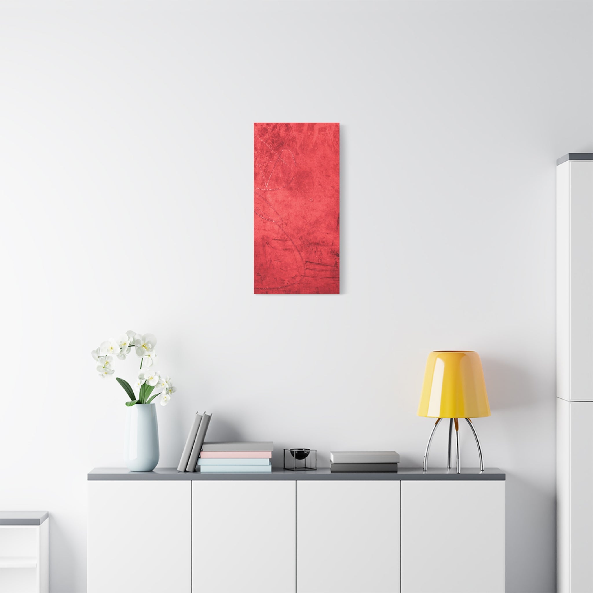Red Grunge Texture Wall Art – Industrial Abstract Canvas Print with Scratched Surface for Bold Modern Spaces
