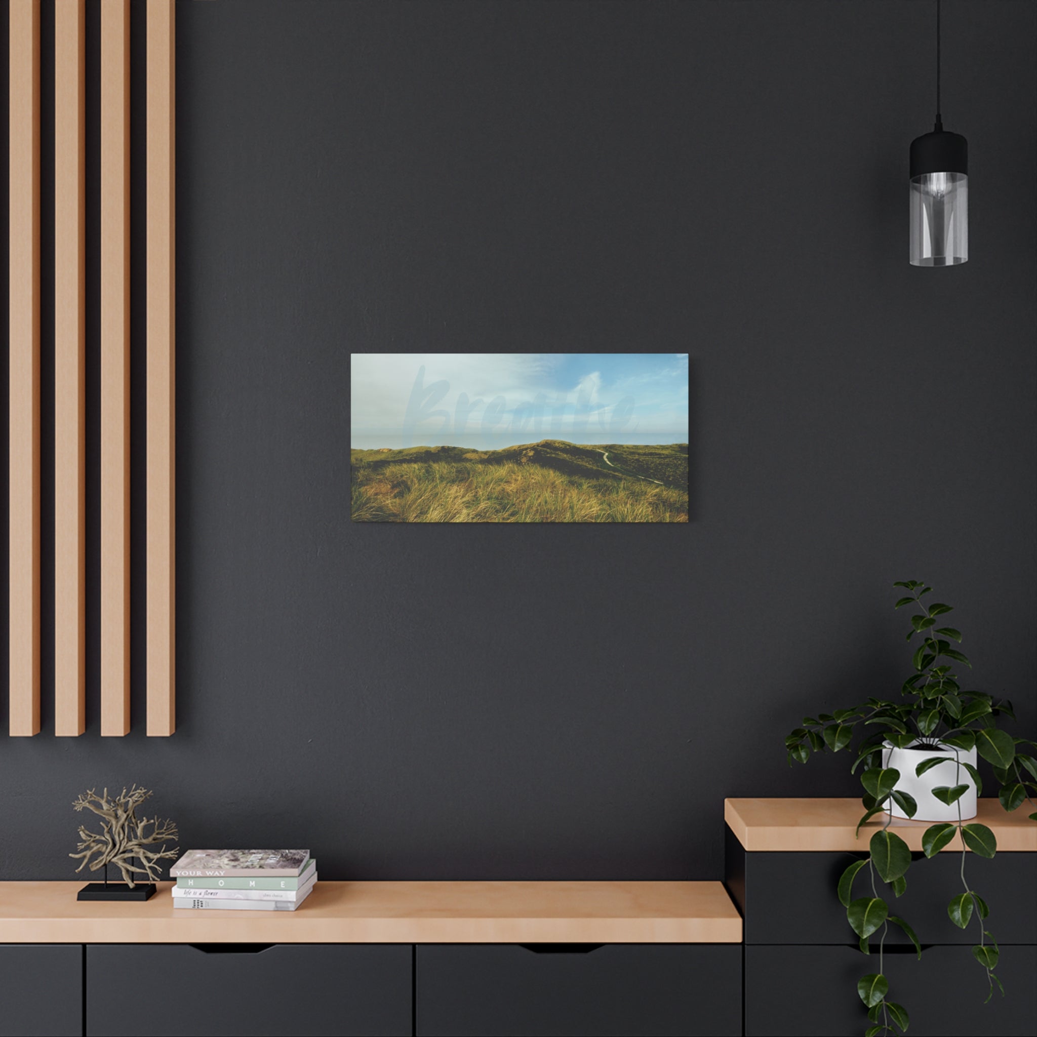 Breathe Motivational Landscape Wall Art – Tranquil Nature Canvas Print for Mindfulness, Meditation, and Home Décor