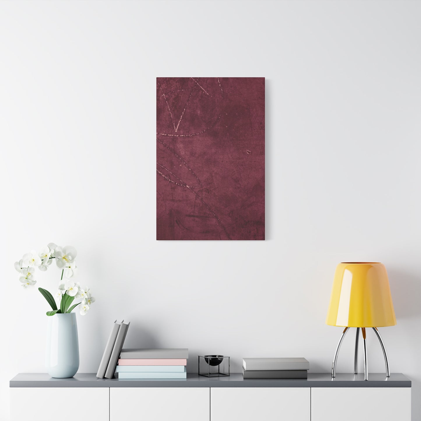 Modern Abstract Wall Art Canvas Print - Matte Burgundy Design