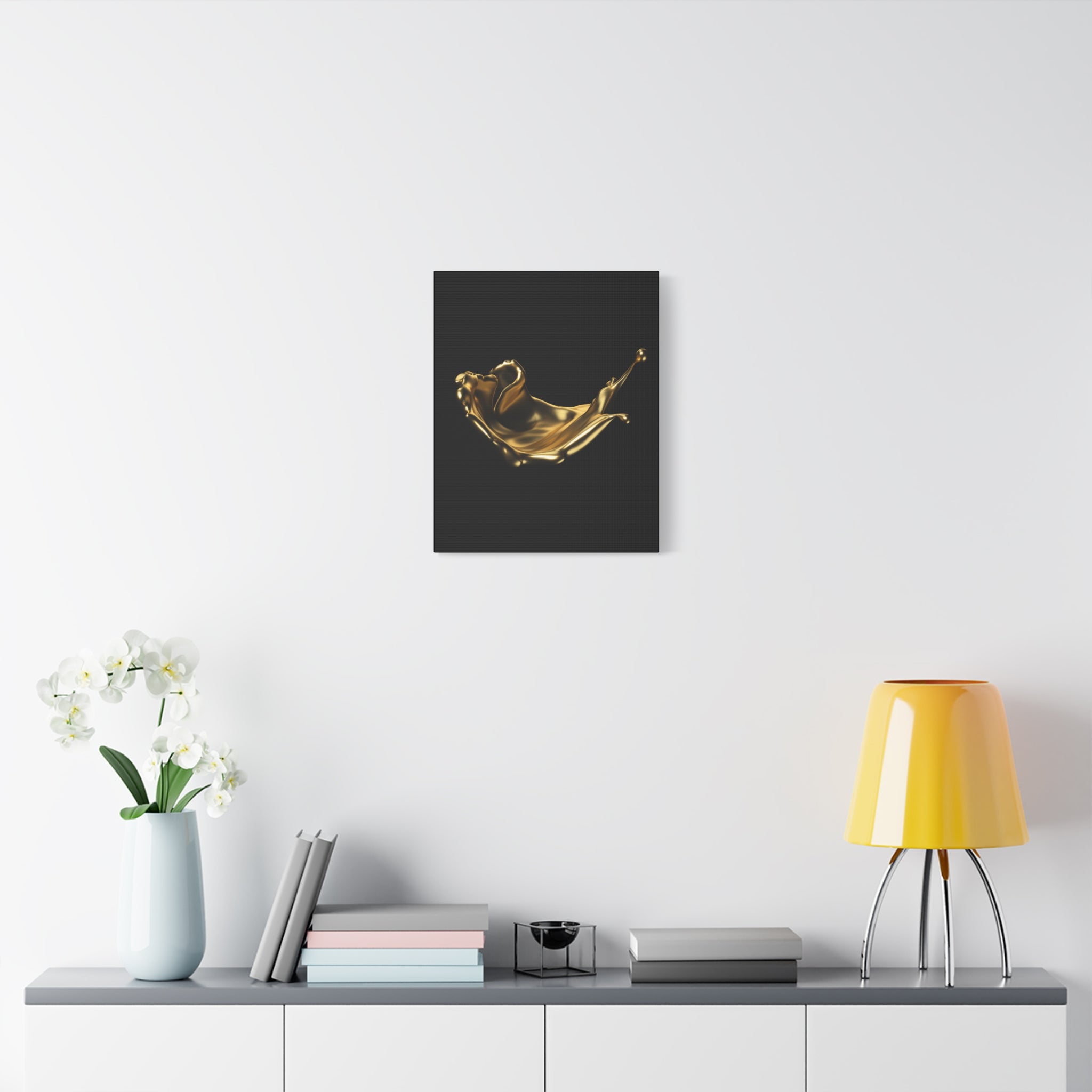 Golden Splash Art Canvas - Modern Black Decor for Stylish Homes