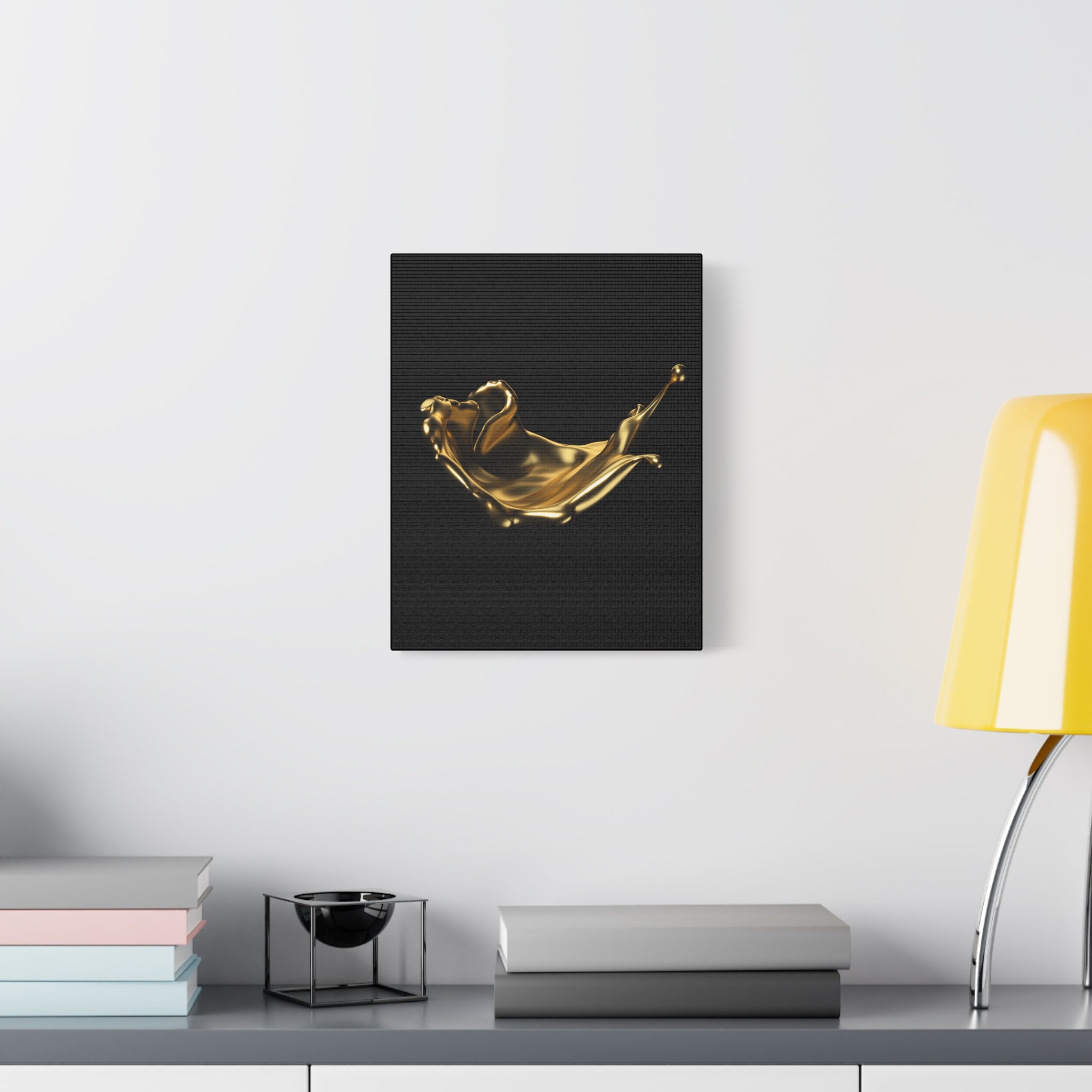 Golden Splash Art Canvas - Modern Black Decor for Stylish Homes