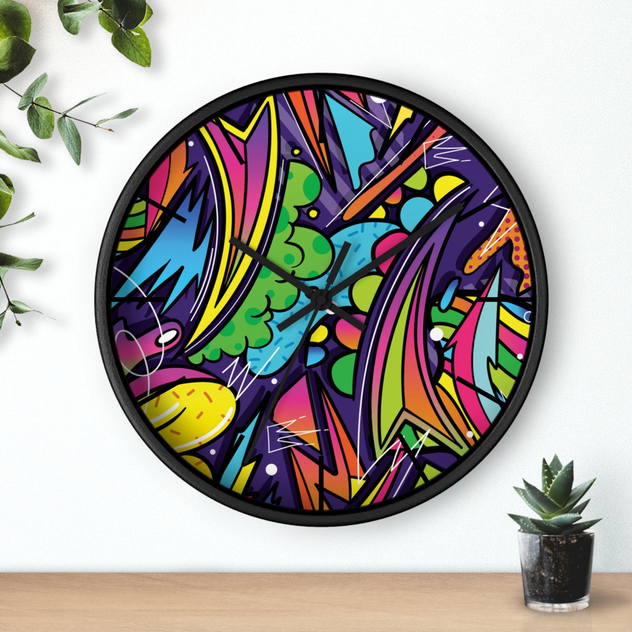 Urban Graffiti Wall Clock – Colorful Pop Art Decor for Modern Spaces