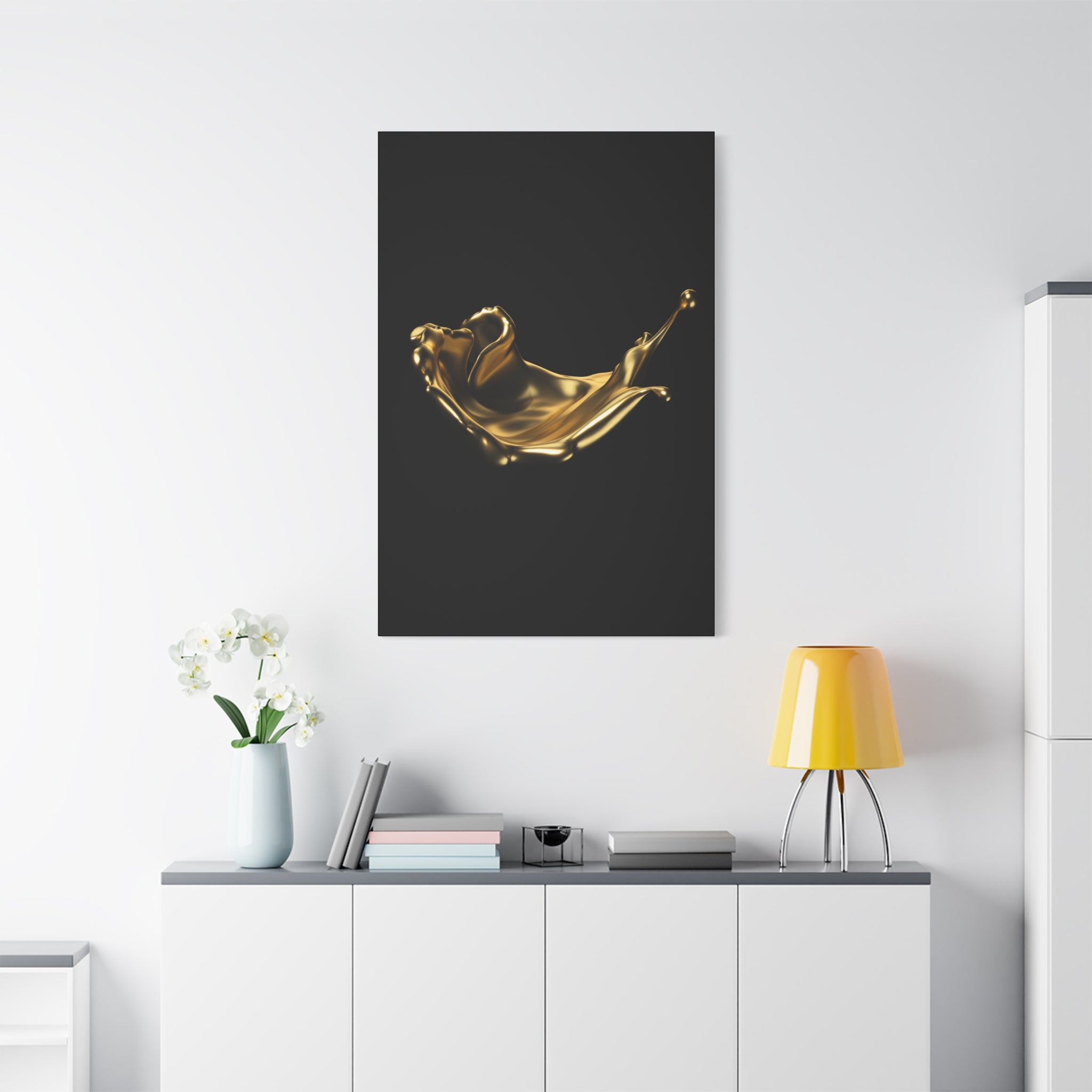 Golden Splash Art Canvas - Modern Black Decor for Stylish Homes