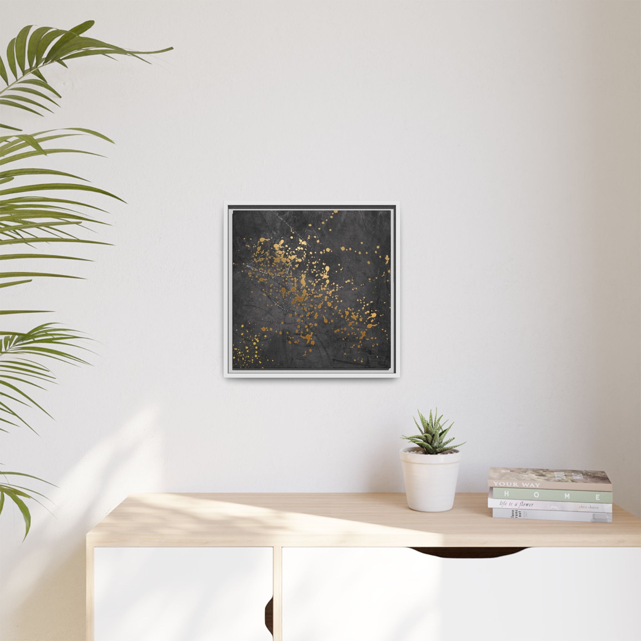 Elegant Gold Splash Canvas Art | Modern Home Decor, Wall Art, Framed Artwork, Living Room Accent, Gift Idea