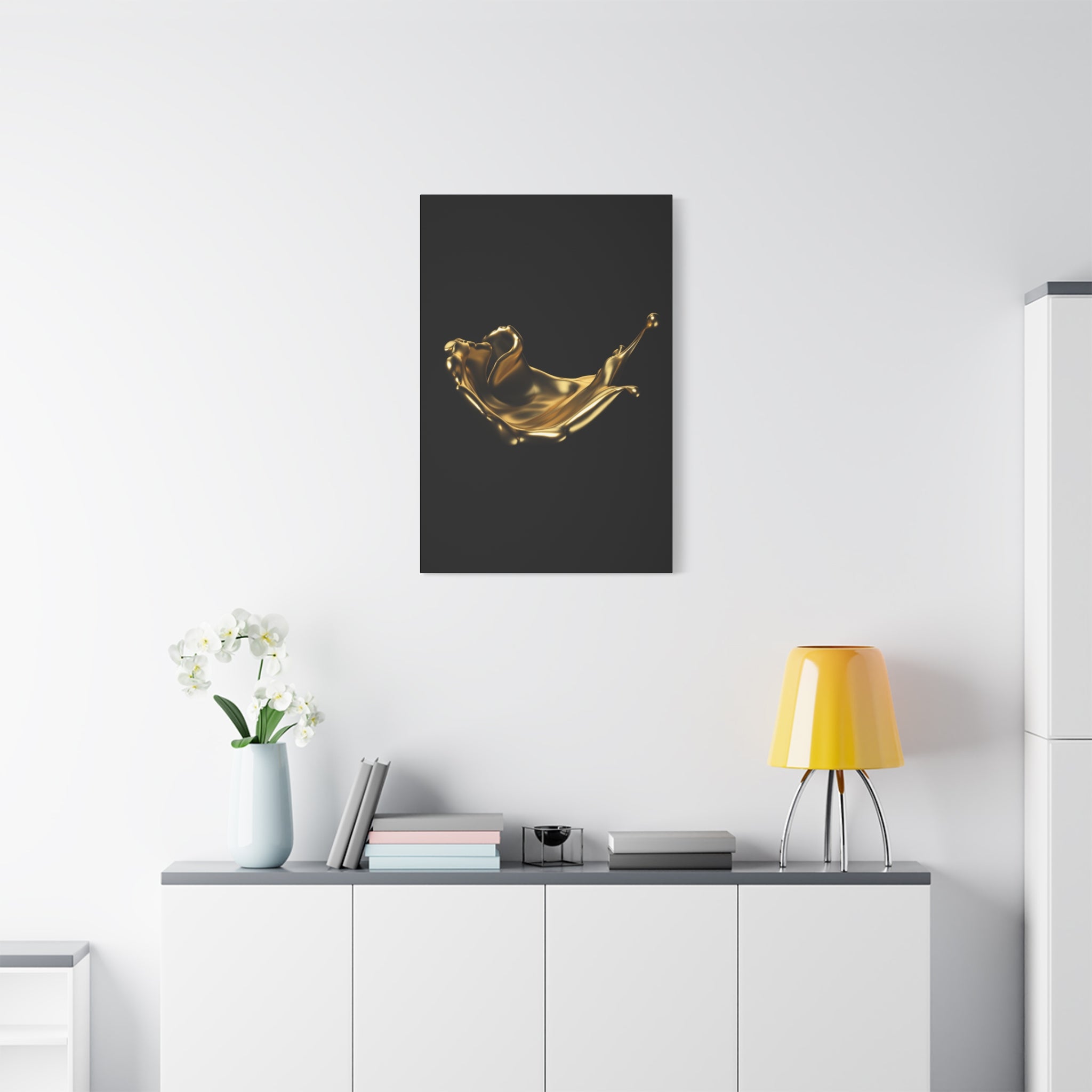 Golden Splash Art Canvas - Modern Black Decor for Stylish Homes