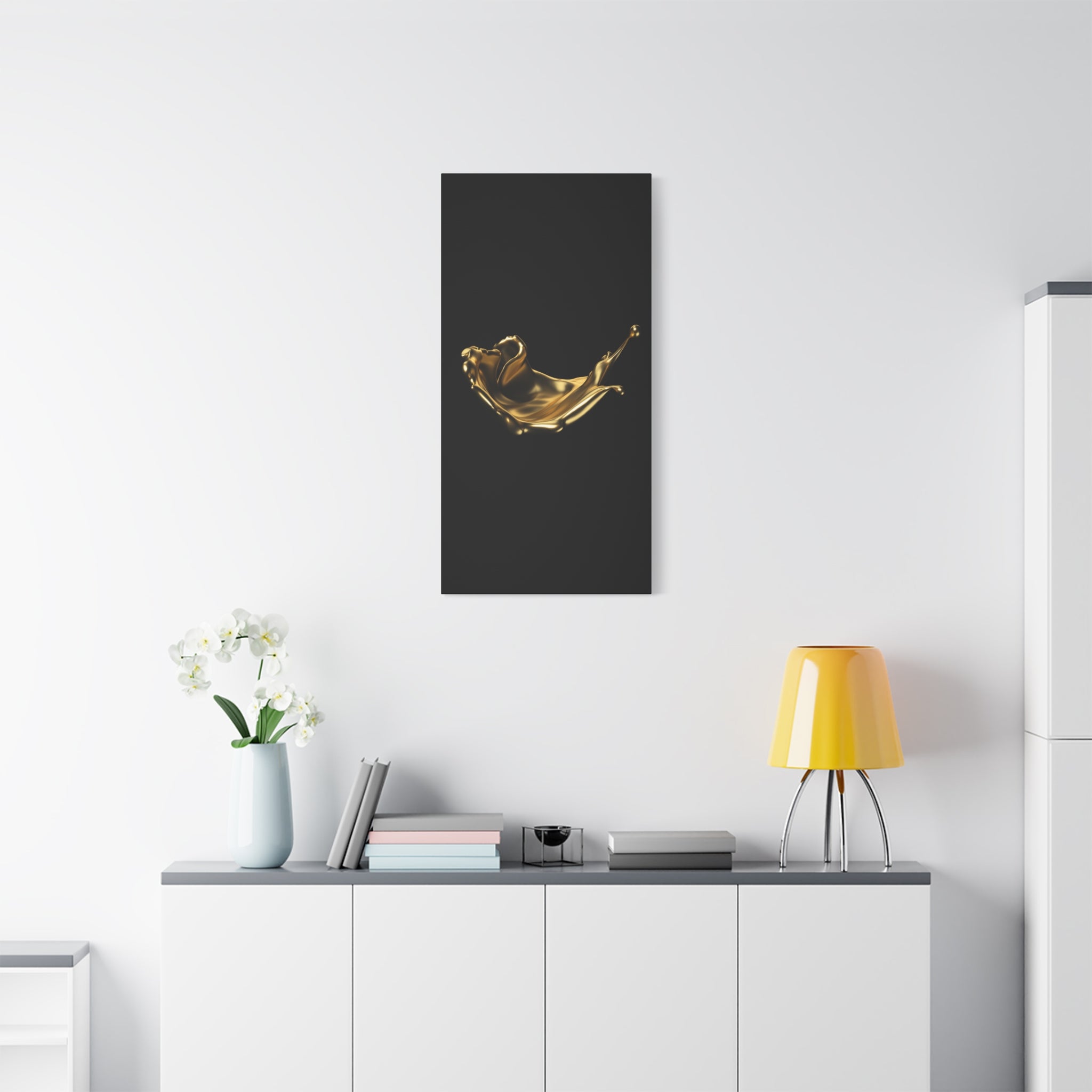 Golden Splash Art Canvas - Modern Black Decor for Stylish Homes