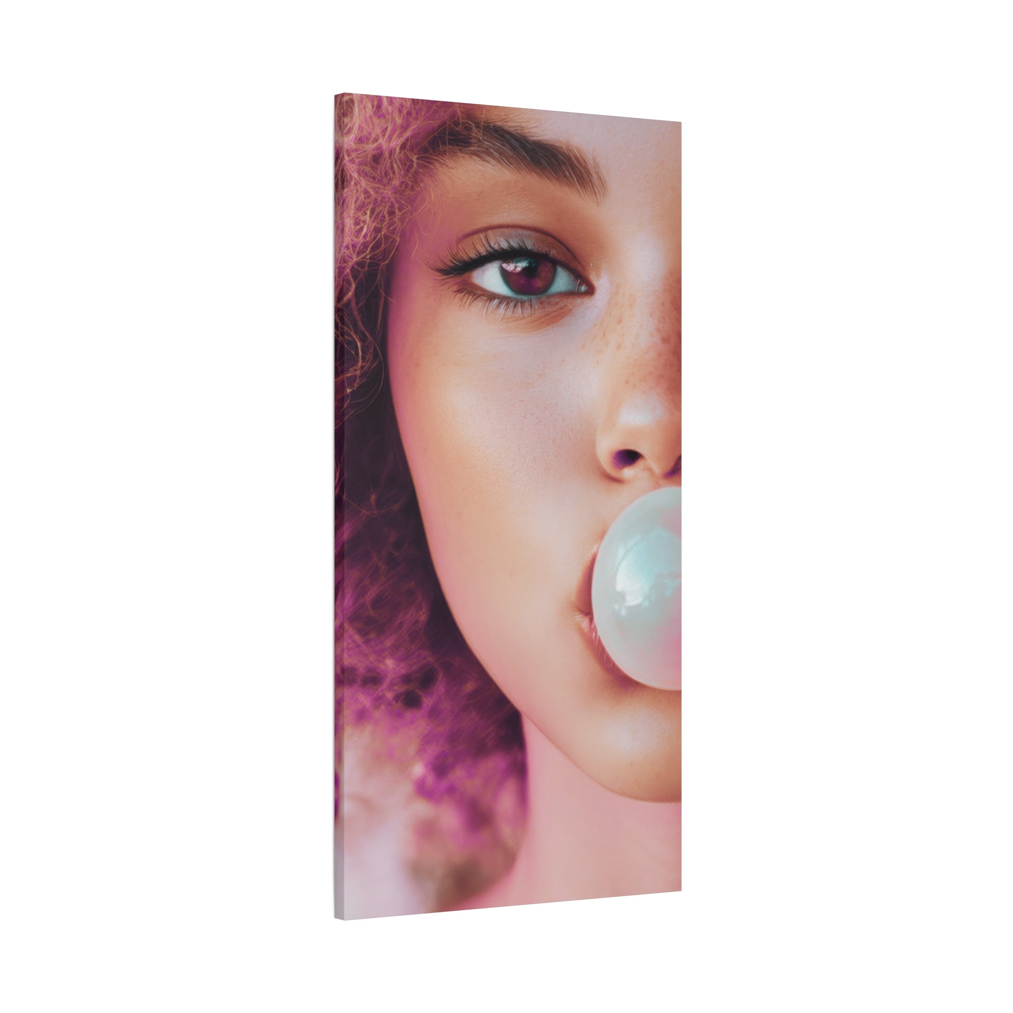 Bold Pink Pop Art Wall Art – Vibrant Fashion Canvas Print Featuring Bubblegum & Curly Hair Aesthetic