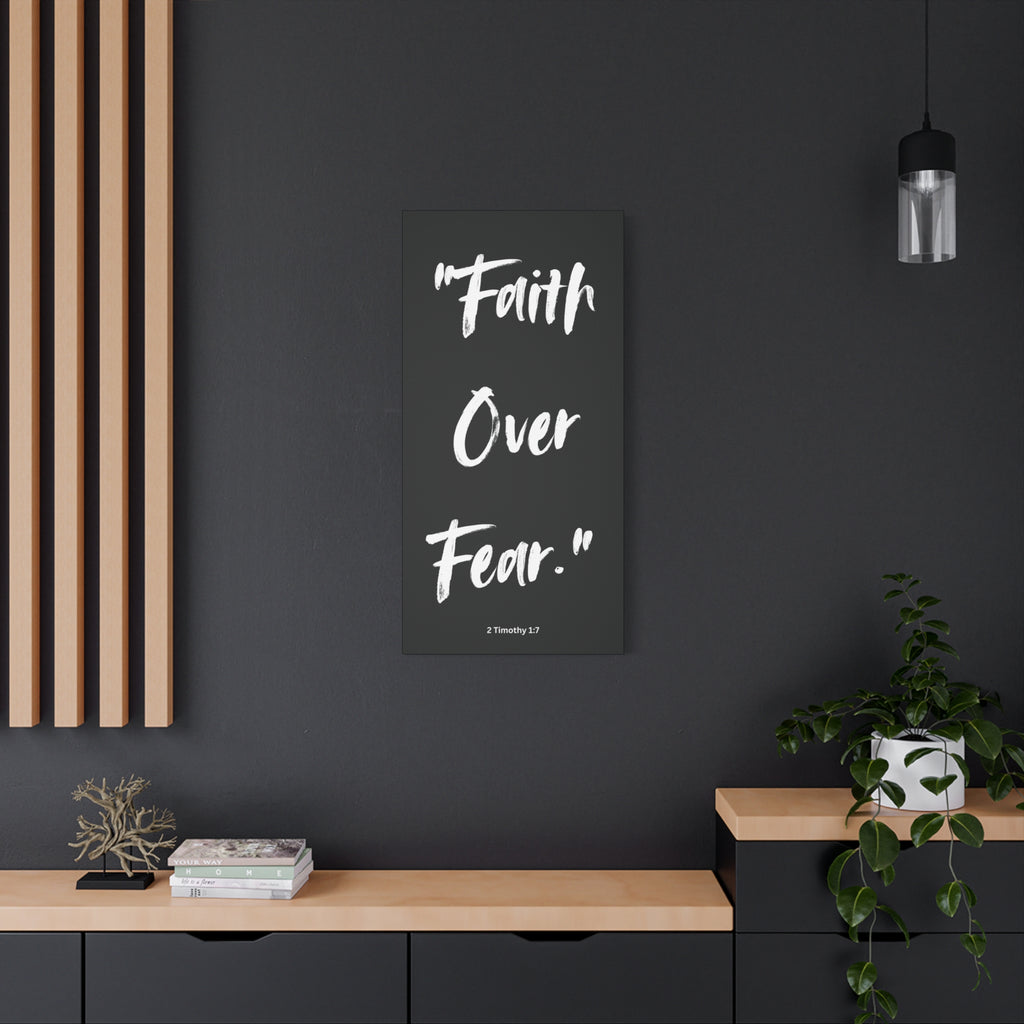 “Faith Over Fear” Christian Wall Art – Minimalist Bible Verse Print (2 Timothy 1:7)