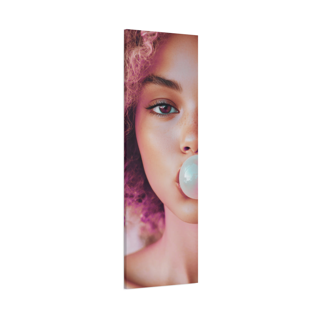 Bold Pink Pop Art Wall Art – Vibrant Fashion Canvas Print Featuring Bubblegum & Curly Hair Aesthetic