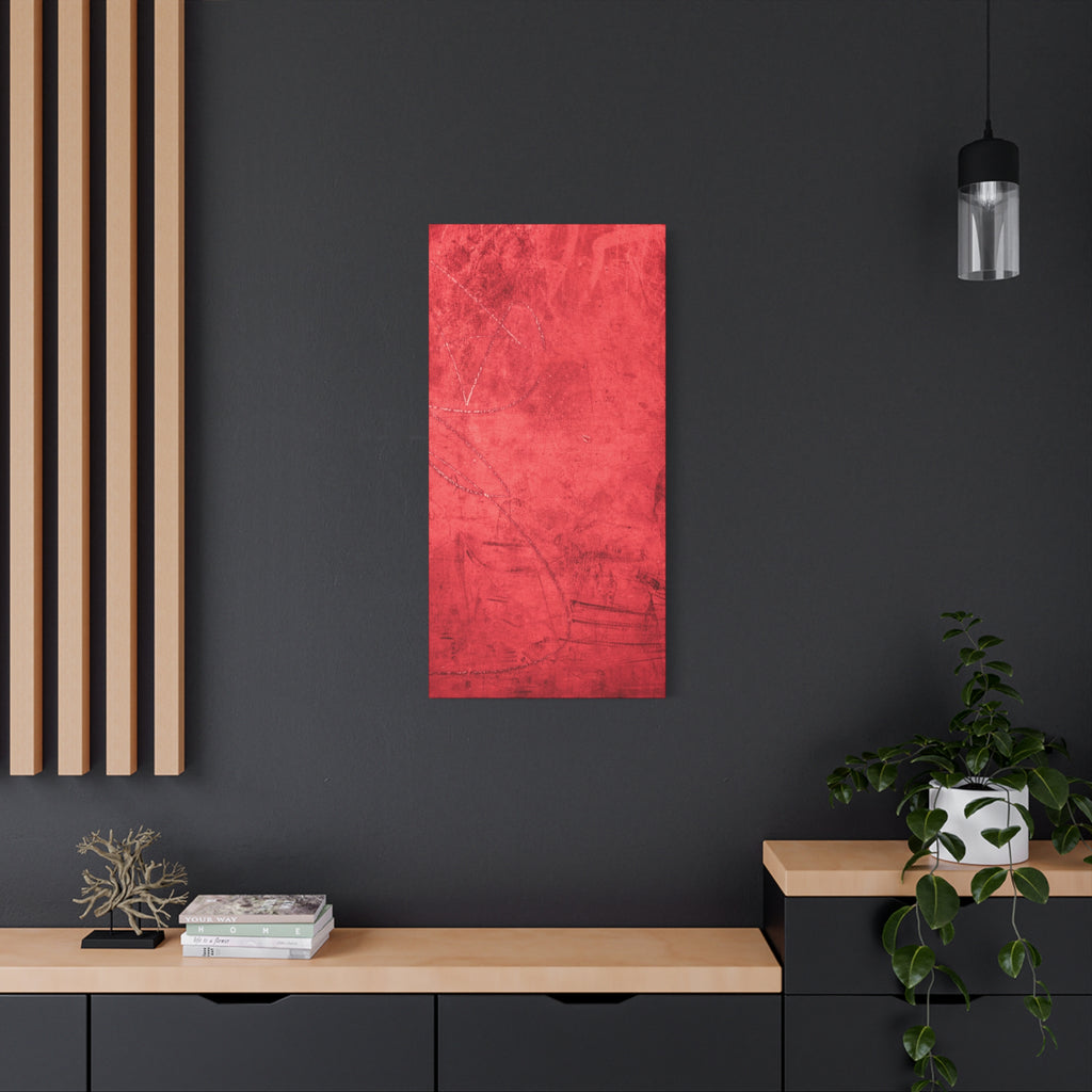 Red Grunge Texture Wall Art – Industrial Abstract Canvas Print with Scratched Surface for Bold Modern Spaces