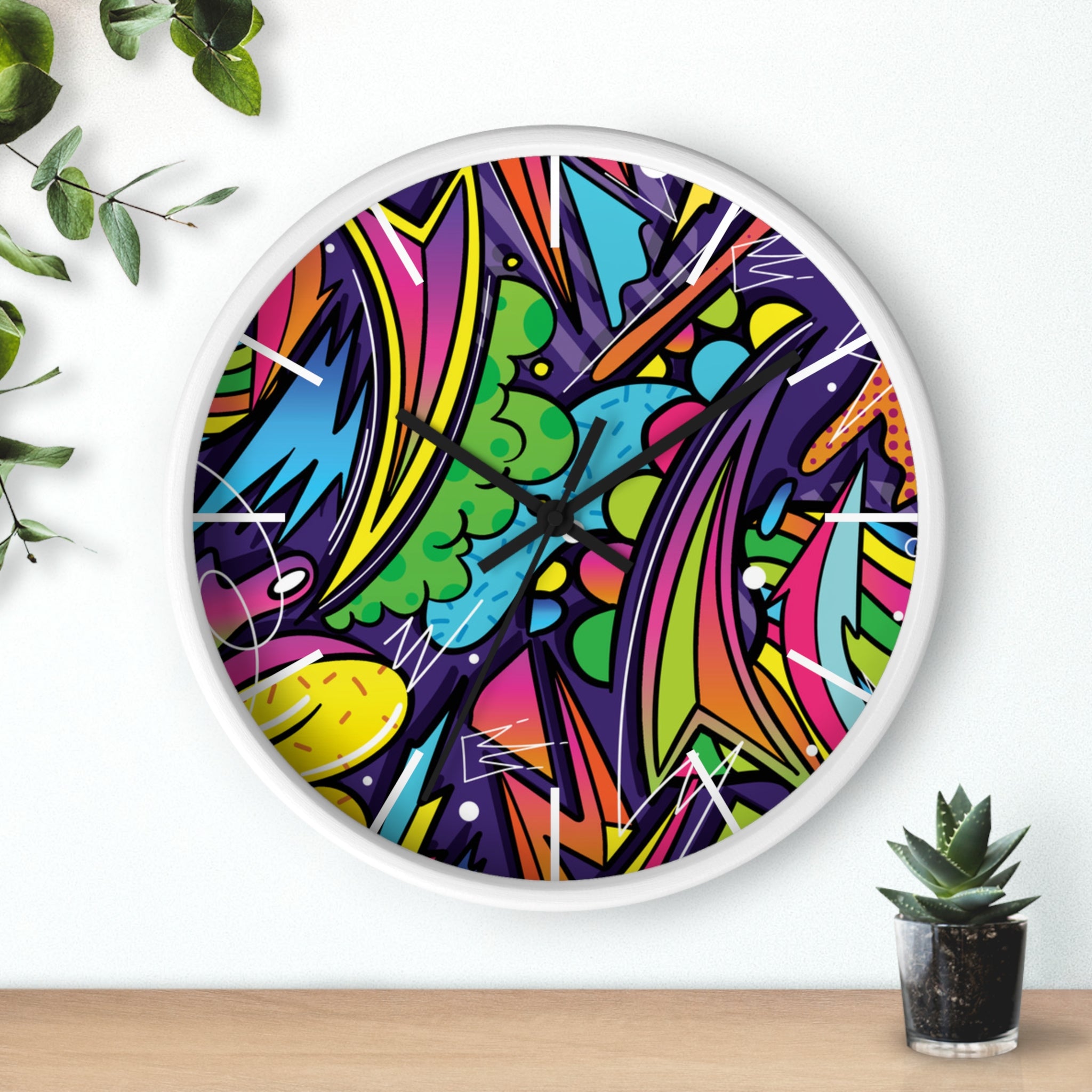 Urban Graffiti Wall Clock – Colorful Pop Art Decor for Modern Spaces