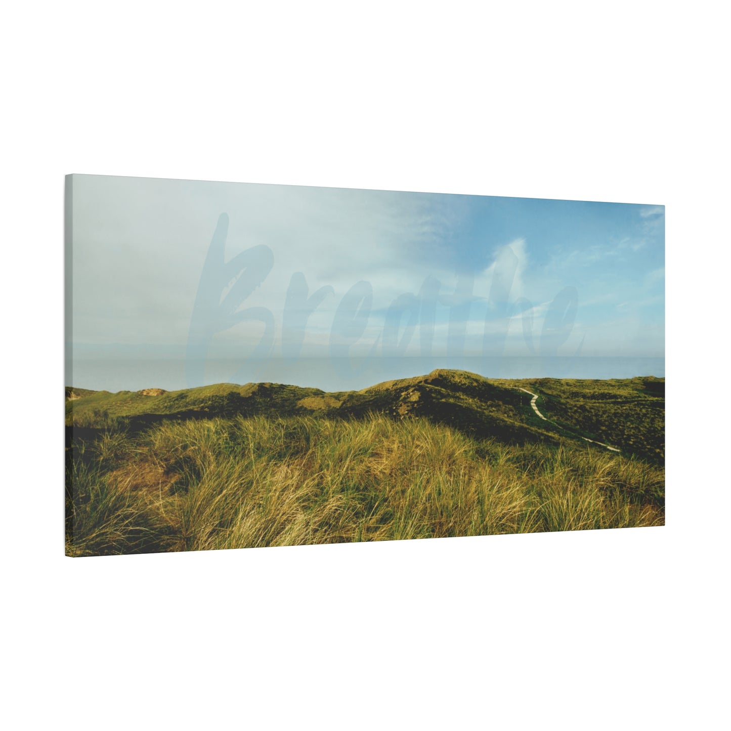 Breathe Motivational Landscape Wall Art – Tranquil Nature Canvas Print for Mindfulness, Meditation, and Home Décor