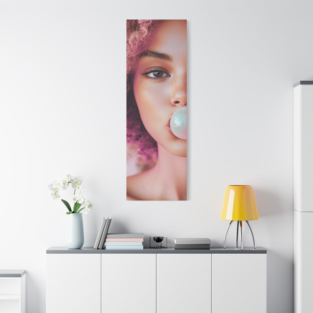 Bold Pink Pop Art Wall Art – Vibrant Fashion Canvas Print Featuring Bubblegum & Curly Hair Aesthetic