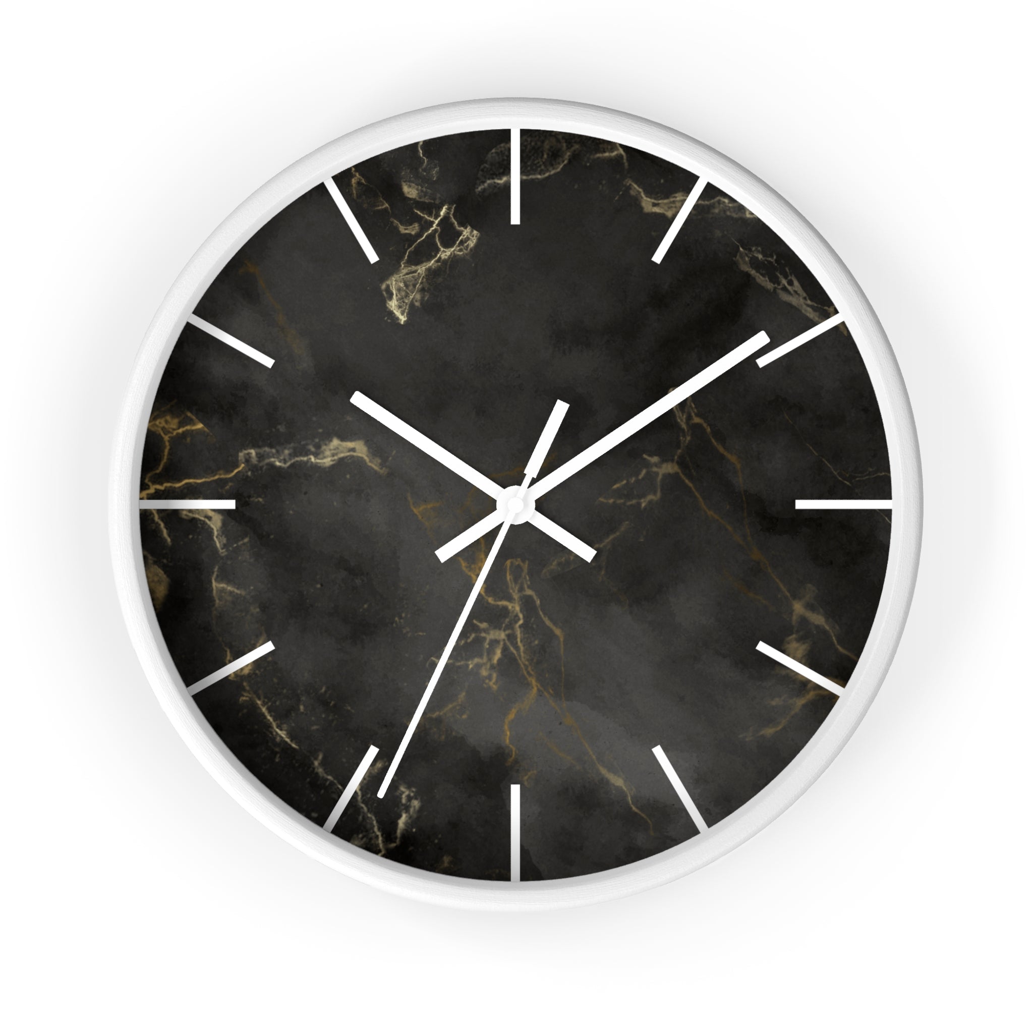 Luxury Black Marble Wall Clock – Sleek Minimalist Home Décor with Gold Vein Accents
