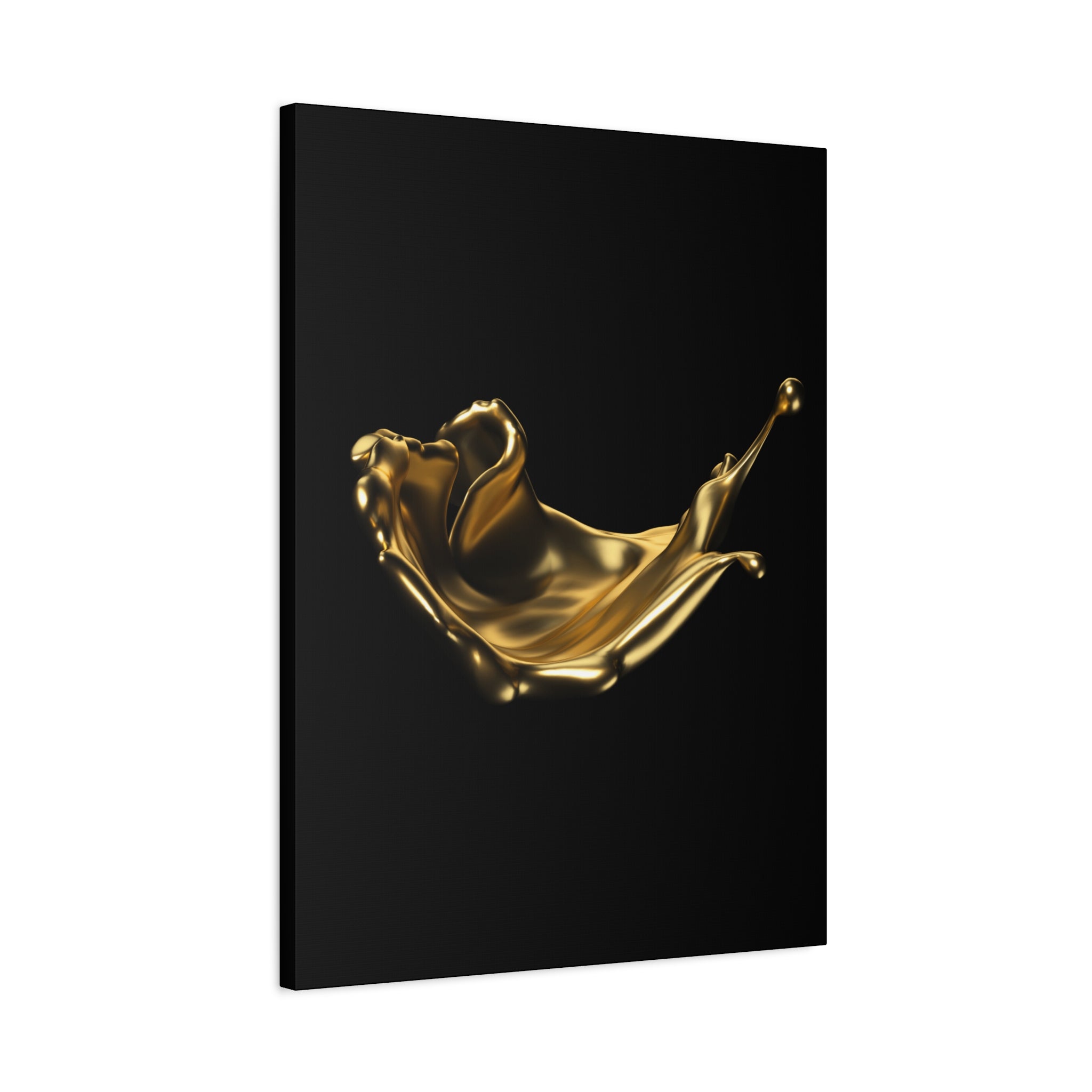 Golden Splash Art Canvas - Modern Black Decor for Stylish Homes