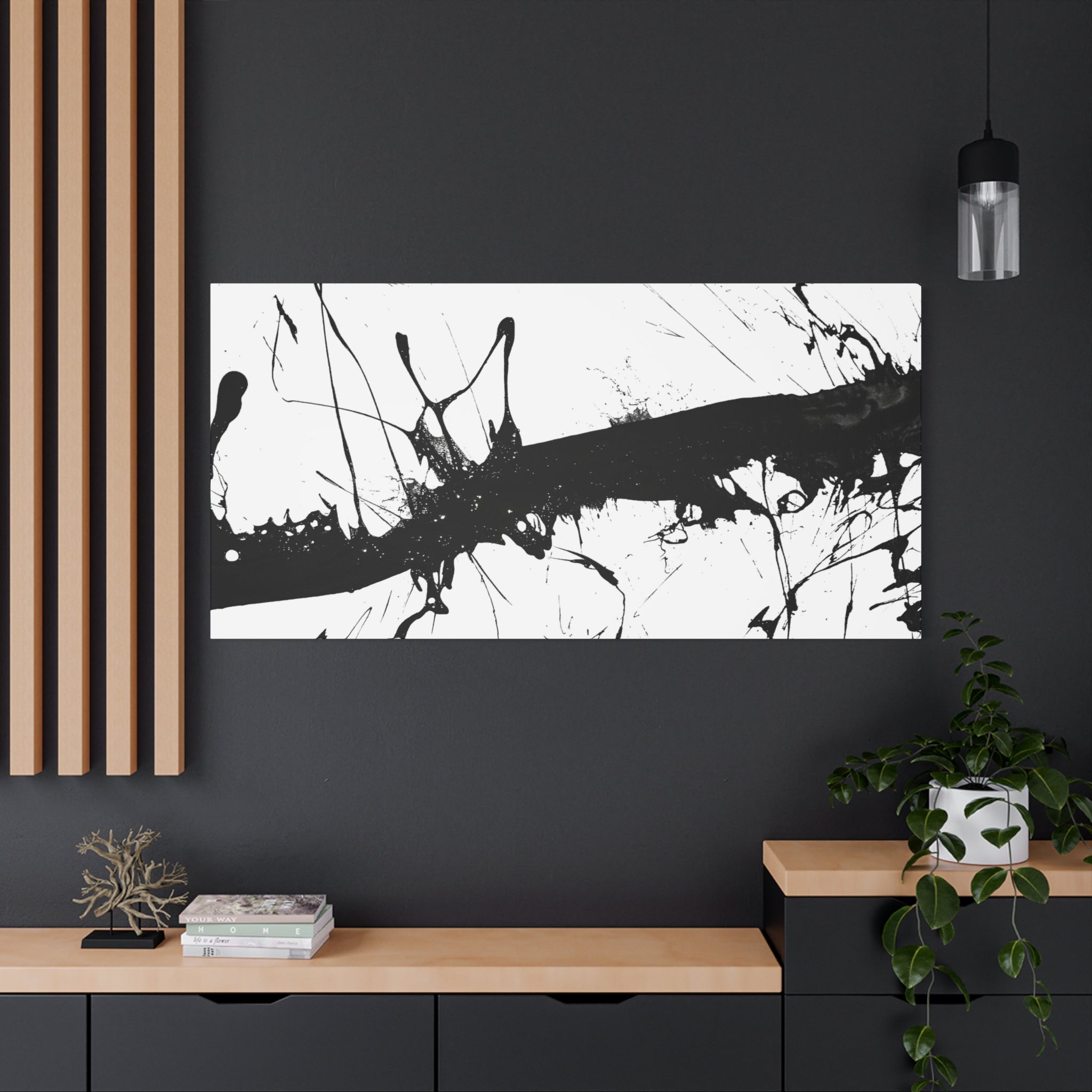 Contemporary Black Splash Art Canvas Wall Decor
