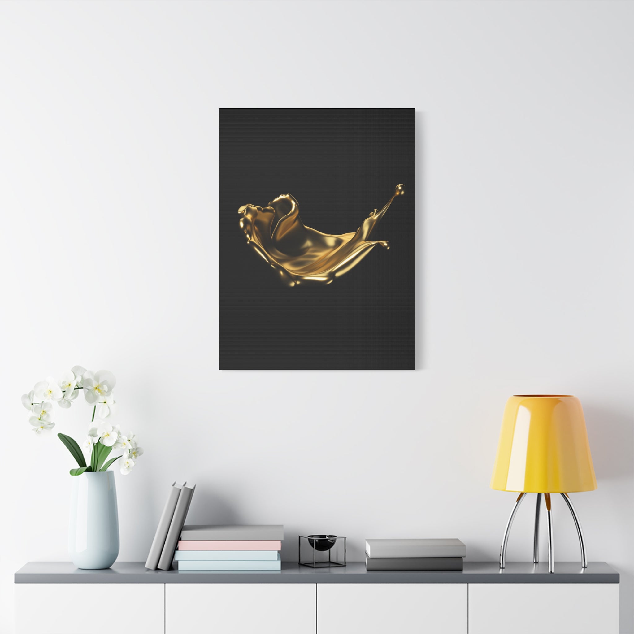 Golden Splash Art Canvas - Modern Black Decor for Stylish Homes