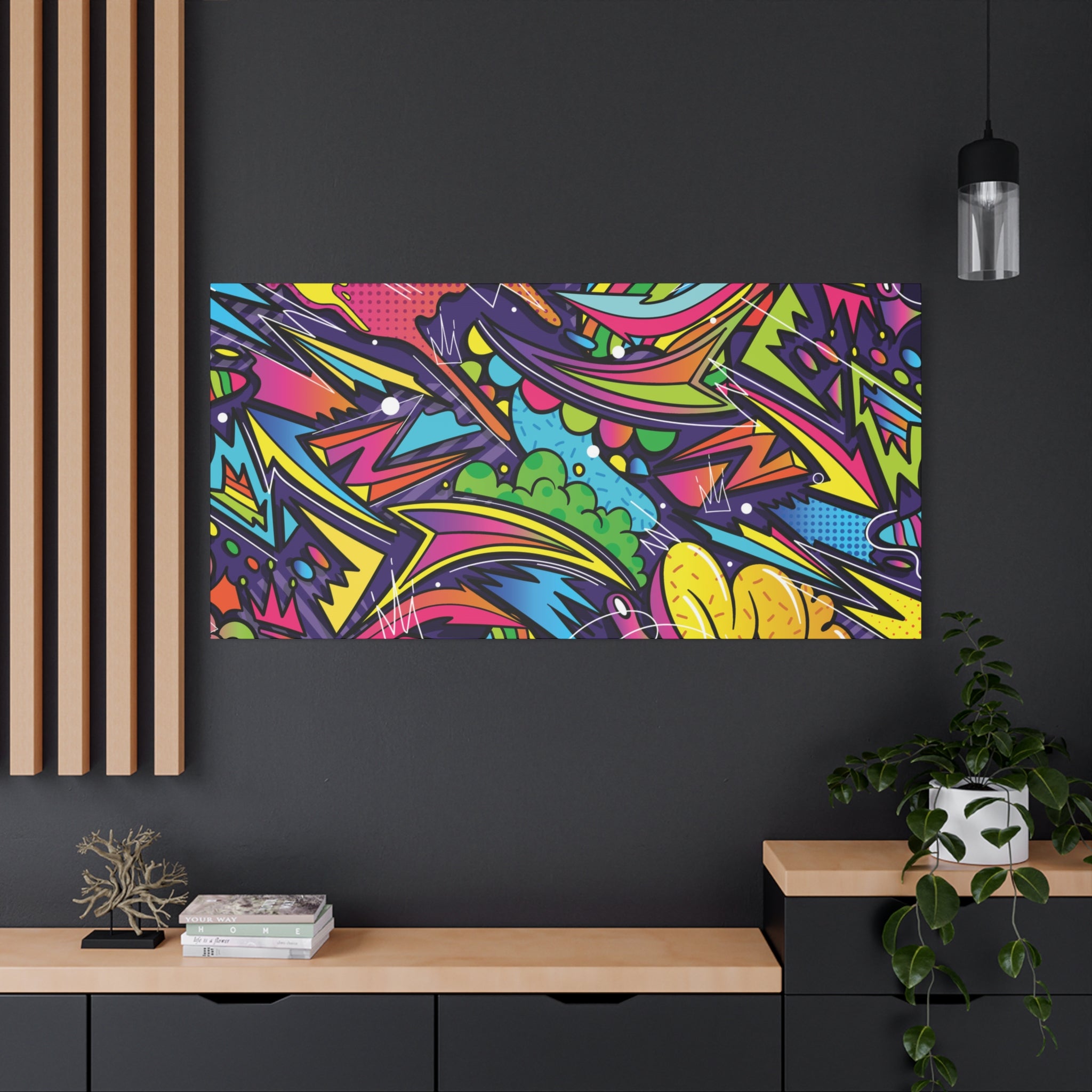 Graffiti Doodle Art Wall Print – Vibrant Urban Pop Abstract Canvas for Creative and Youthful Spaces