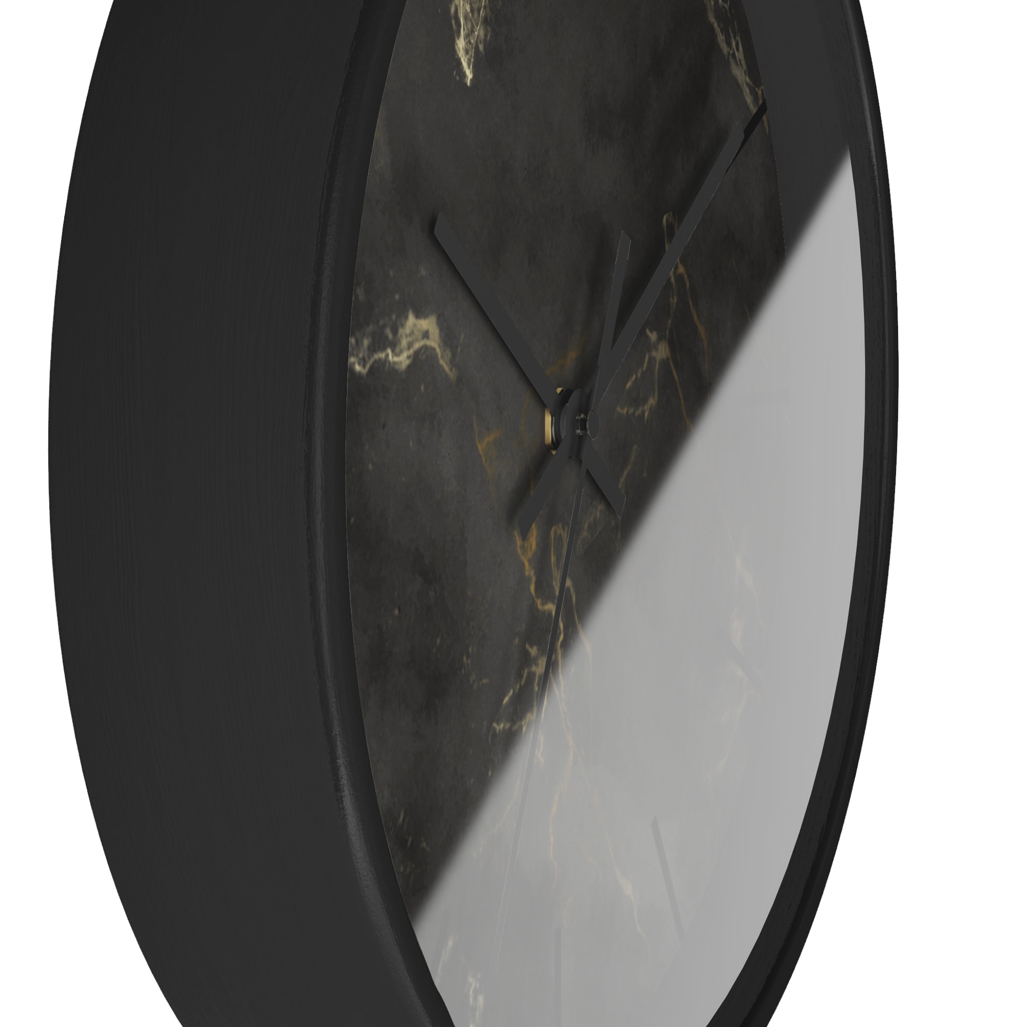 Luxury Black Marble Wall Clock – Sleek Minimalist Home Décor with Gold Vein Accents