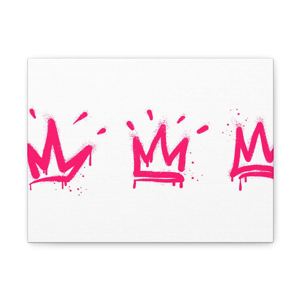 Pink Graffiti Crown Wall Art – Spray-Painted Urban Canvas Print for Street Style Decor and Pop Art Interiors